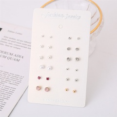12 Pairs/Card Silver Star Simle Small Stud Earrings Wholesale Silver Ball