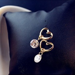 Inlad CZ Heart Earring Gold