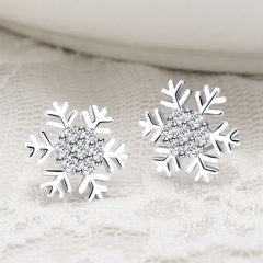 S925 Silver Needle Inlaid CZ Silver Earring White CZ