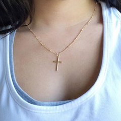 Simple Cross Pendant Chain Necklace Jewelry Gold