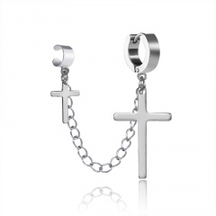 1 Piece Cross Chain Ear Hook Earring Wholesale Silver