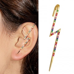 1PC Inlaid Colur CZ Earring Gold