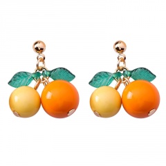 fruit cherry sweet stud earrings wholesale orange