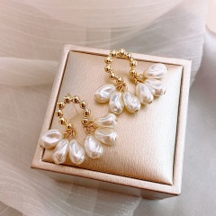 S925 Needle White Pearl Earring Gold