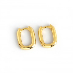 Small Gold Rectangular U-shaped Geometric Brass Ear Hop Earrings gold