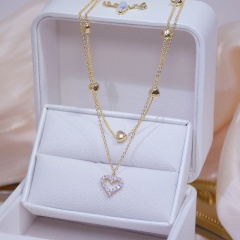 Gold Multilayer Heart Chian Necklace Set HEART