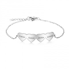 Customizable Silver Heart Stainless Steel Chain Bracelet four