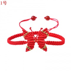 Butterfly Woven Rope Adjustable Bracelet Femme Lucky for Women Jewelry Birthday Gift 1# Red