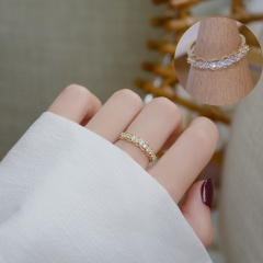 Fashion Gold White Stone Brass Open Rings for Women #1