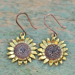 Sunflower Daisy Vintage Ear Hook Earrings #1