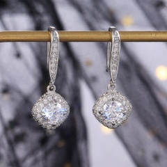 fashion silver diamon square dangle earring jewelry square