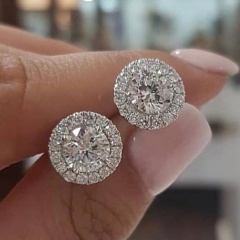 Inlaid White CZ Earring Silver