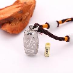 Six-character mantra stainless steel pendant necklace Openable urn necklace (size 3.2*1.3cm) opp oval