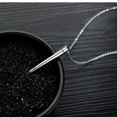Titanium Steel Cylindrical Urn Necklace / Animal Urn Openable Perfume Bottle Necklace Jewelry (Pendant size: about 0.5*4.5cm, chain length: 50cm) opp steel color