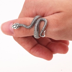 Titanium Steel Exaggerated Snake-Shaped Creative Opening Ring Zodiac For Women Fashion Finger Jewelry Steel