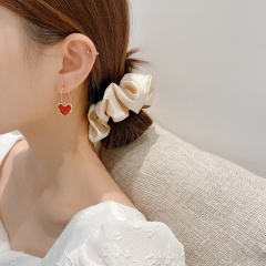 Wine red heart earrings (size 1.9*3.5cm) wine red