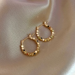 Simple geometric round square ear hoop earrings (size 2*2cm) gold