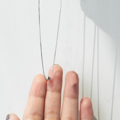 Simple round bead pendant short card neck chain necklace (size 40+5cm) platinum