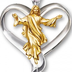 Jesus Our Lady of geometric necklace religion (Pendant size: 3cm, chain length 45+5cm) A