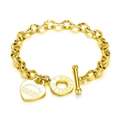 Love heart Bible Proverbs OT Buckle Titanium Steel Bracelet gold