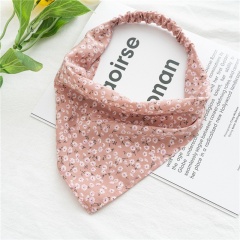 Elastic floral elastic headband triangle scarf headband (Size: 50*35cm) B pink