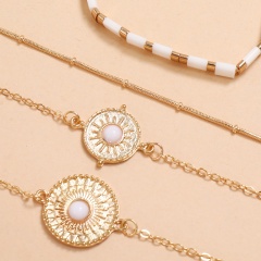 Square beaded round sun chain bracelet set 4pcs/set