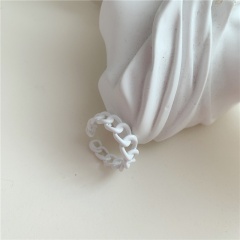 Color hollow chain irregular painting opening copper ring white 1