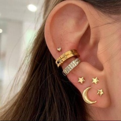 Geometric star moon stud C gold earring set  (size 1cm) 7pcs/set