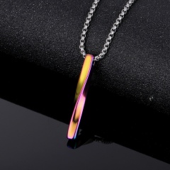 Spiral strip stainless steel pendant necklace (Size: pendant length 4cm, chain length 70cm) opp Color