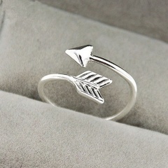Triangle arrow feather double opening adjustable copper ring paltinum