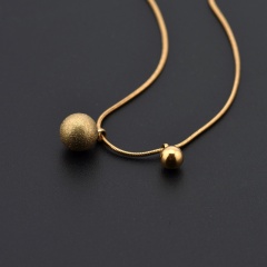 Geometric round ball pendant necklace (chain length 40+5cm) gold