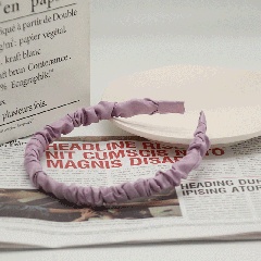 Simple pure color satin pleated headband (size 12*14cm) light purple