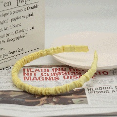 Simple pure color satin pleated headband (size 12*14cm) Light yellow