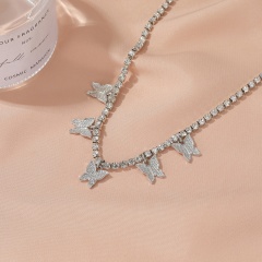 5 butterflies rhinestone anklets (Circumference: 29+6.8cm) 18KGP