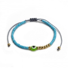 Rice beads resin eyes copper beads adjustable rope bracelet (Circumference: 16-30cm) C