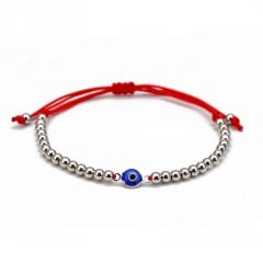Rice beads resin eyes copper beads red string adjustable bracelet (Circumference: 16-30cm) D