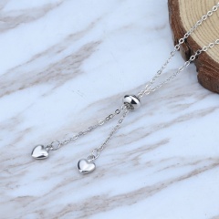 Double love tassel chain adjustable clavicle necklace (chain length 40+5) platinum