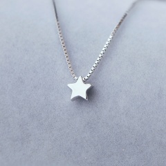 Five-pointed star pendant box chain copper clavicle necklace (chain length 40+5cm) platinum
