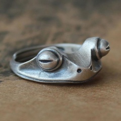 Frog animal adjustable ring Matte