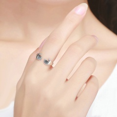 Identical hands love hug open ring silver