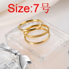 3pcs/set Plain ring titanium steel ring set #7 gold
