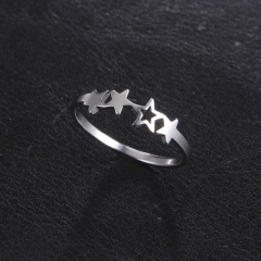 4 connected stars stainless steel rings 18mm