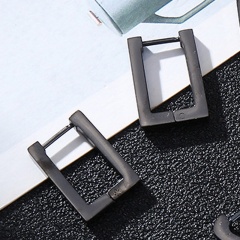 Black Frosted Titanium Steel Men's Stud Earrings rectangle