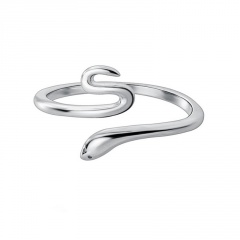 Simple Snake Silver Plated Glossy Bronze Ring silver