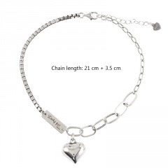 Luck girl long love geometric chain beach copper anklet (Circumference: 20+5cm) platinum