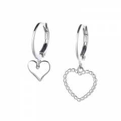 Love Hollow Solid AB Asymmetrical Hoop Earrings (Earring length: about 2cm) love heart