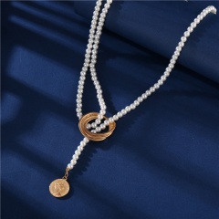 Multilayer circle baroque freshwater pearl bracelet necklace necklace 85cm
