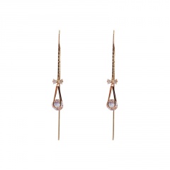 925 Silver Needle Long Drop Cubic Zirconia Tassel Copper Earring (size 10cm) gold