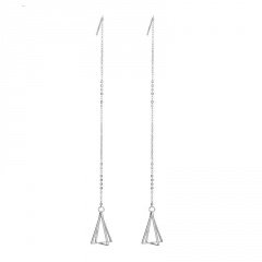 Stainless steel geometric silver earring (size about 14cm) triangle