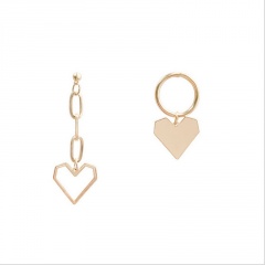 S925 Silver Needle Long Love Asymmetrical Tassel Earrings gold